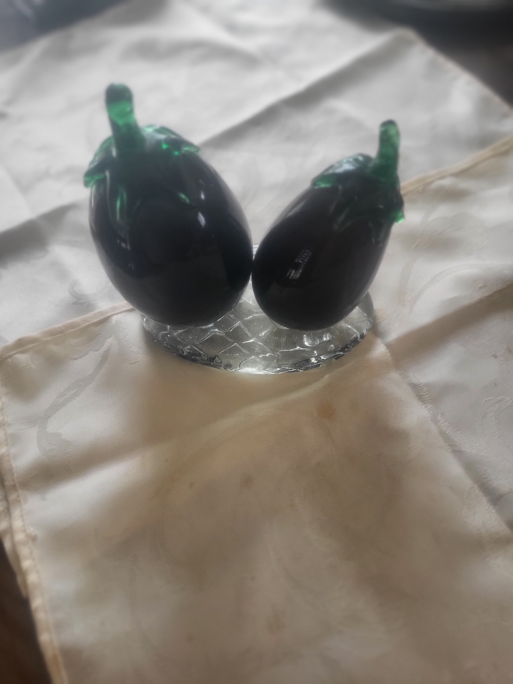 Vintage Eggplant Sculpture Blown Glass